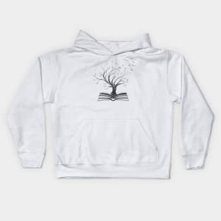 Life and Knowledge Tree Growing from Opened Book Kids Hoodie